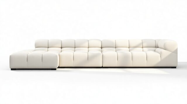 The Tufty Outdoor – Soft White Performance Weave (Outdoor), Large Sectional (Left Chaise)