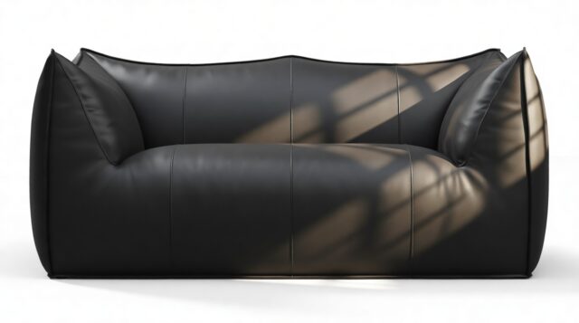 The Bambole – Vintage Black Vegan Leather, Two Seater Sofa