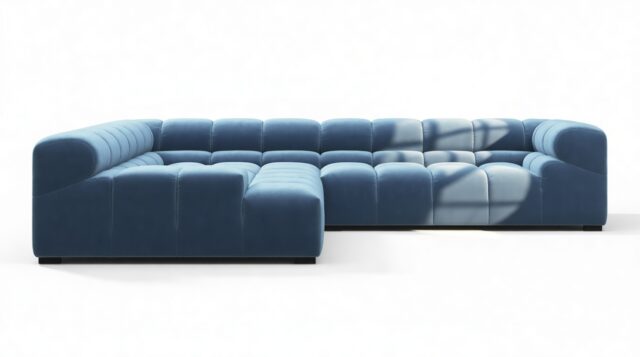 The Tufty – Aegean Blue Velvet, Corner (Left) – Sectional