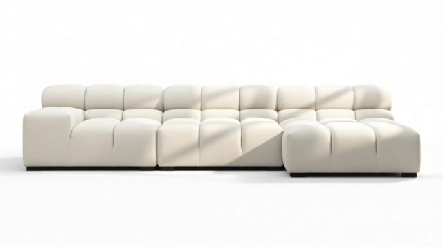 The Tufty – Oatmeal Brushed Weave, Small Chaise (Right) – Sectional