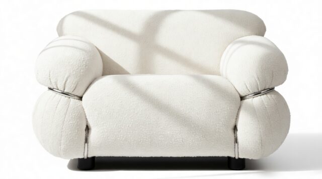 The Sesann – White Boucle, Lounge Chair