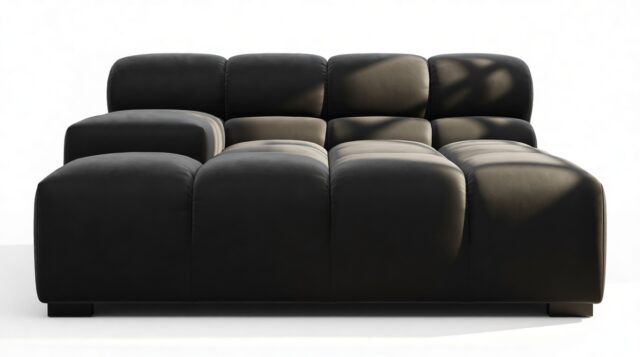 The Tufty – Black Velvet, Deep Large Armrest (Left)