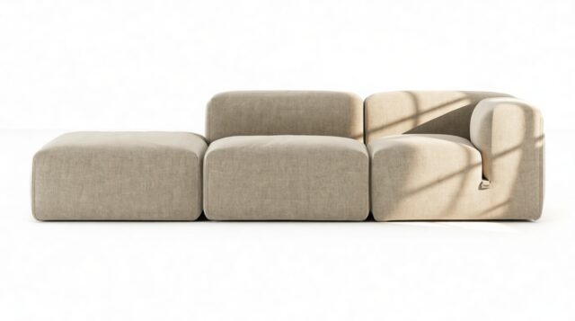 The Le Mura – Beige Gray Chenille, Open End Sofa (Left)