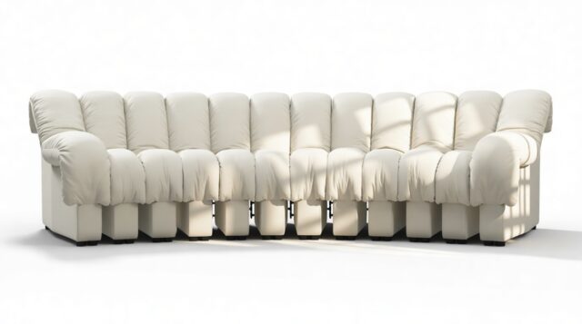 The DS 600 – Cream Vegan Leather, Three Seater Sofa