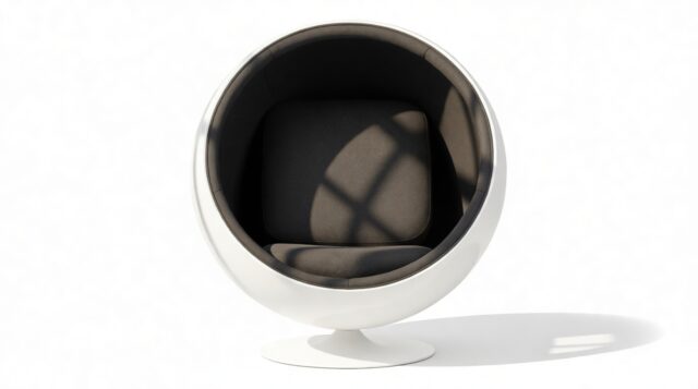 The Ball – Graphite Wool and White, Ball Chair