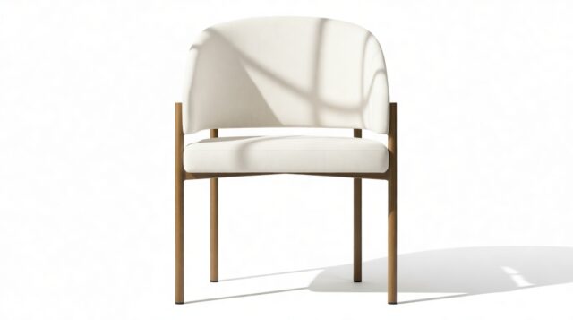 The Esther – Oatmeal Brushed Weave and Brushed Brass, Dining Chair