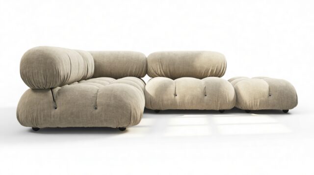 The Bellini – Beige Gray Chenille, Sectional (Small Left Corner)