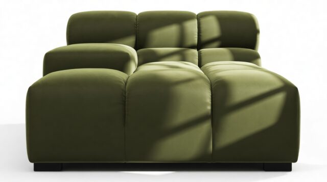 The Tufty – Thyme Luxe Velvet, Deep Armrest (Left)