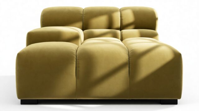 The Tufty – Olive Gold Velvet, Deep Armrest (Left)