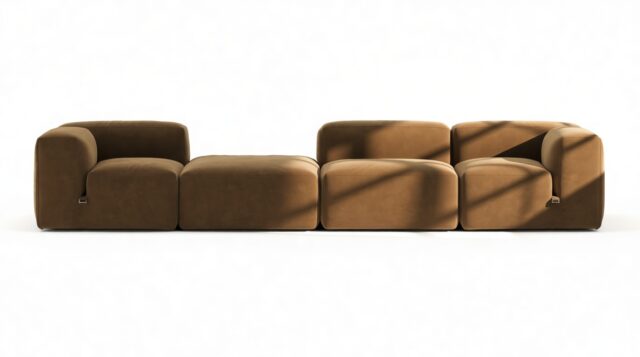 The Le Mura – Brown Vegan Suede, Four Seater (Left)