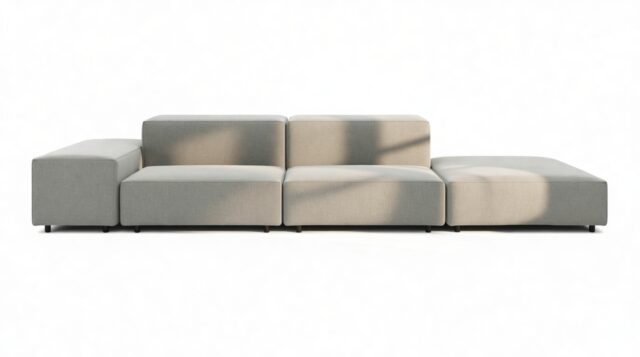 The Extrasoft – Soft Gray Brushed Weave, Open End Sofa (Right)