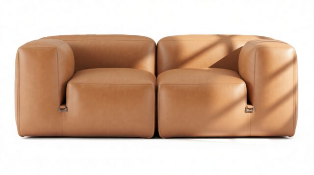 The Le Mura – Tan Vegan Leather, Two Seater Sofa