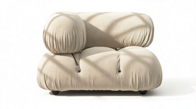 The Bellini – Eggshell Vegan Suede, Left Corner