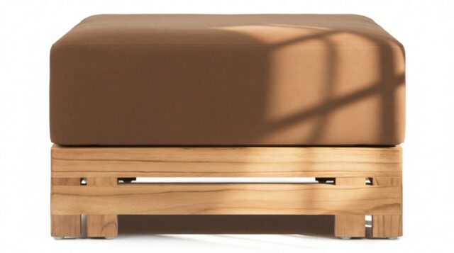 The Prestigio – Natural Teak with Mocha Cushions, Ottoman