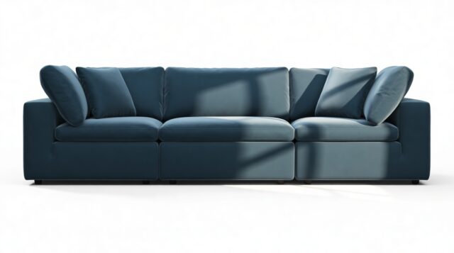 The Ciel – Prussian Blue Luxe Velvet, Three Seater