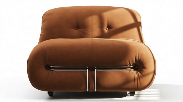 The Soriana – Burnt Orange Vegan Suede, Lounge Chair