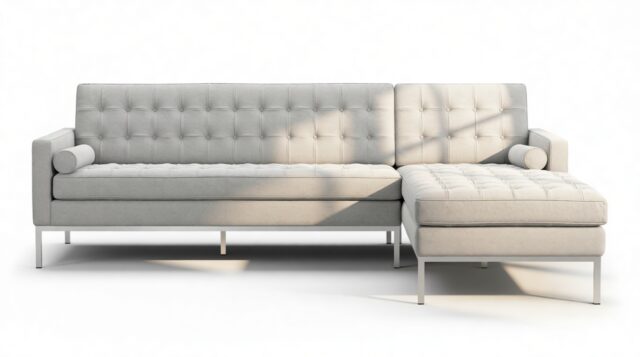 The Florence – Light Gray Wool, Three Seater Sofa