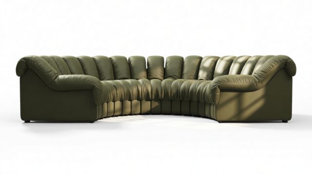 The DS 600 – Deep Olive Vegan Leather, Sectional, U Shape