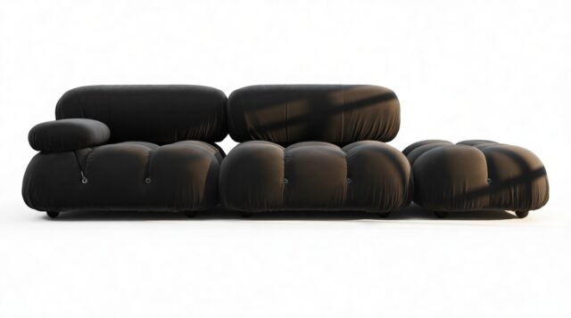 The Bellini – Black Velvet, Open End Sofa (Right)