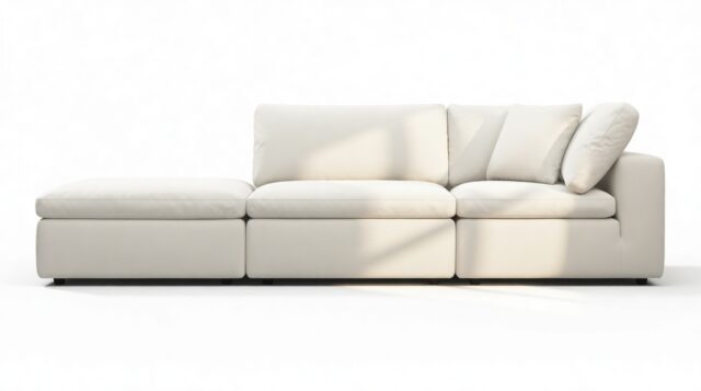 The Ciel – Oatmeal Brushed Weave, Open End Sofa (Left)
