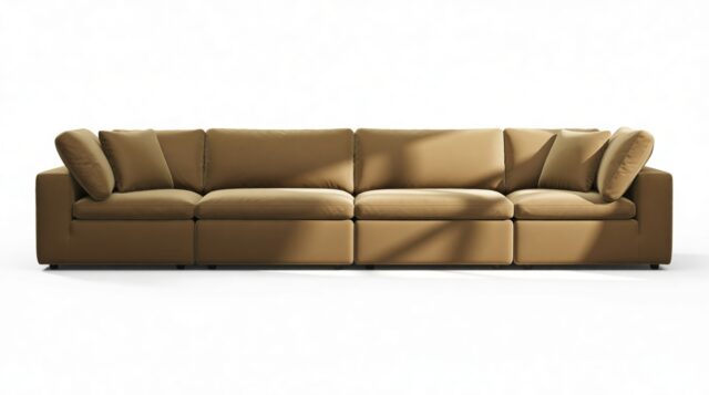 The Ciel – Old Gold Velvet, Four Seater Sofa