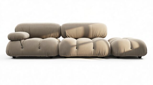 The Bellini – Greige Velvet, Open End Sofa (Right)