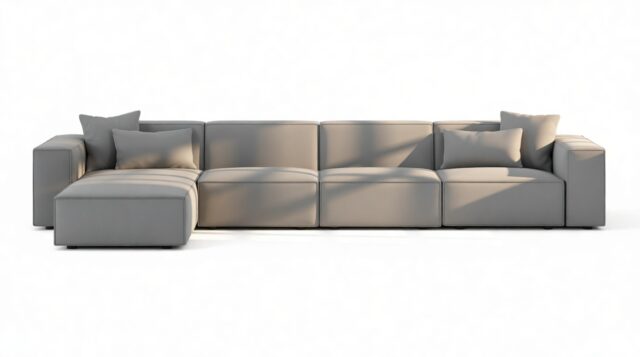 The Arlesia – Harbor Gray Flat Weave, Large Left Chaise