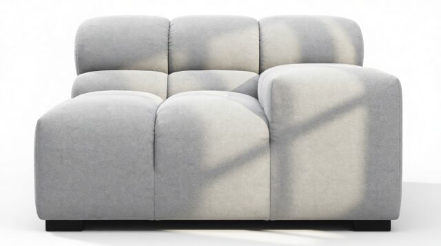 The Tufty – Light Gray Wool, Armrest (Right)