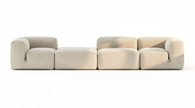 The Le Mura – Eggshell Vegan Suede, Four Seater (Left)