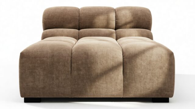 The Tufty – Cappuccino Brown Chenille, Armless Chaise