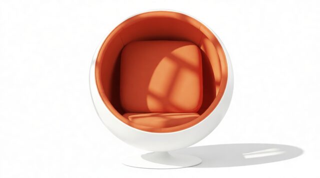 The Ball – Orange Wool and White, Ball Chair
