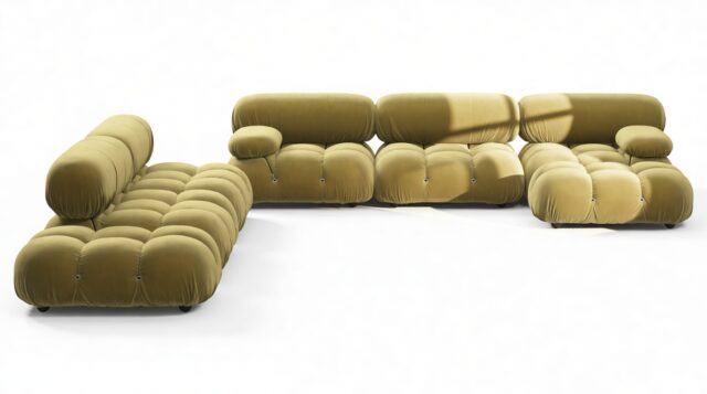 The Bellini – Olive Gold Velvet, Sectional (Large Left Corner)