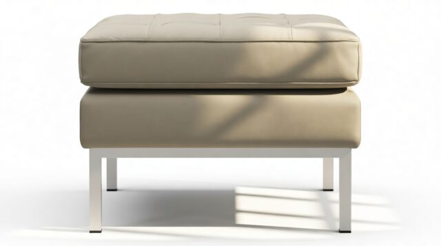 The Florence – Beige Gray Vegan Leather, Ottoman