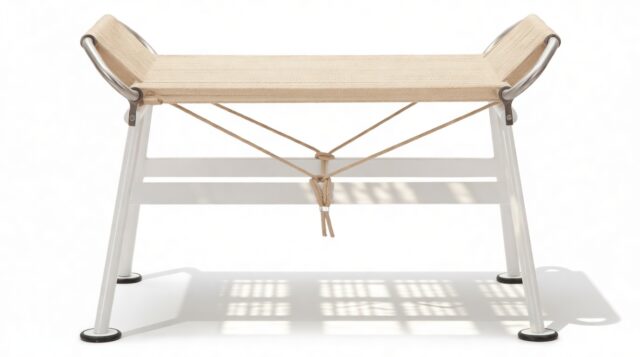 The Halyard – Ivory Premium Leather, Ottoman