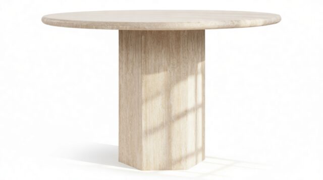 The Saga – Travertine, 47in Round Dining Table