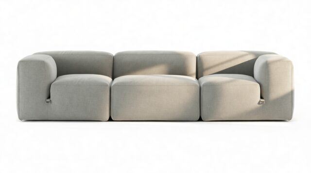 The Le Mura – Soft Gray Brushed Weave, Three Seater Sofa