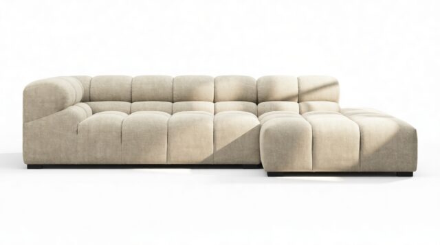 The Tufty – Beige Gray Chenille, Small L (Right) – Sectional