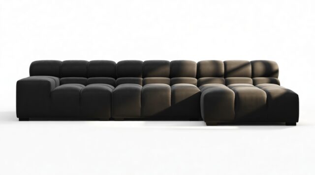 The Tufty – Black Velvet, Small Chaise (Right) – Sectional