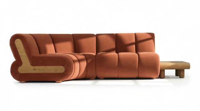 The Rivière – Russet Plush Velvet, Sectional (Left Corner)