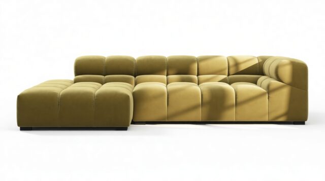 The Tufty – Olive Gold Velvet, Small L (Left) – Sectional