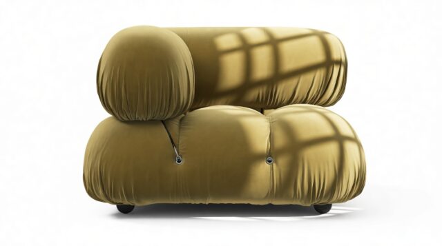 The Bellini – Olive Gold Velvet, Left Corner