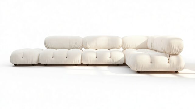 The Bellini – White Boucle, Sectional (Right Corner)