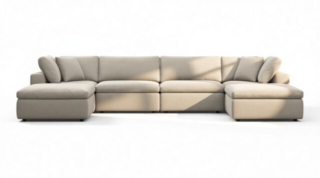 The Ciel – Beige Linen, Sectional (Double Chaise)