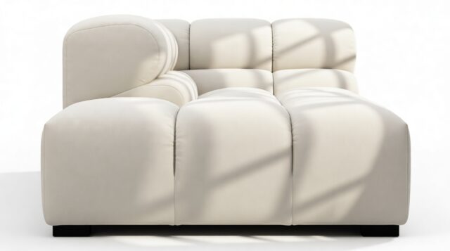 The Tufty – Oatmeal Brushed Weave, Corner Half (Left)