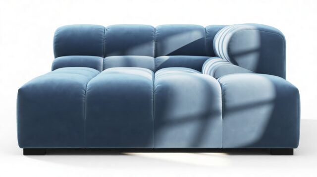 The Tufty – Aegean Blue Velvet, Deep Corner Half (Right)