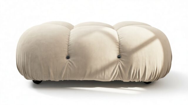 The Bellini – Eggshell Vegan Suede, Ottoman