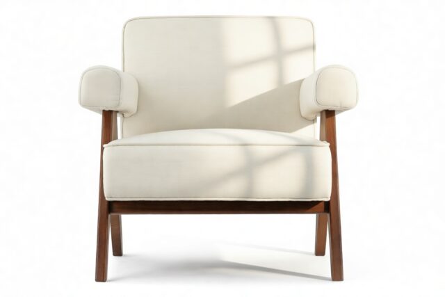 The Jeanneret Lounge Chair – Cream Linen