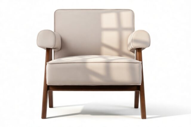 The Jeanneret Lounge Chair – Oyster Luxe velvet