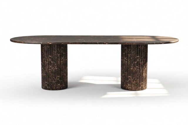The Kronos – Dark Emperador Marble, 98in Oval Dining Table