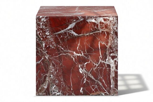 The Plinth – Rosso Levanto Marble, Short Side Table